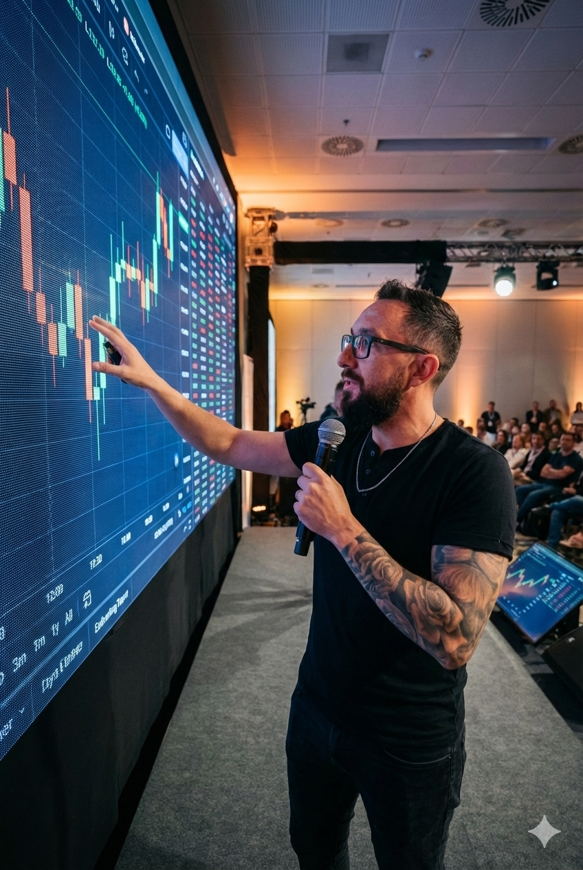 Auditório lotado de traders durante evento Alpha Shark